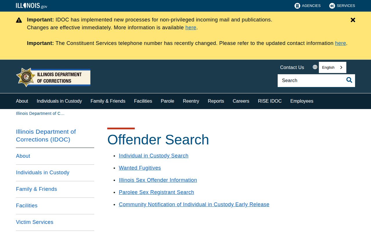 Illinois DOC offender search for Shelby County state custody records