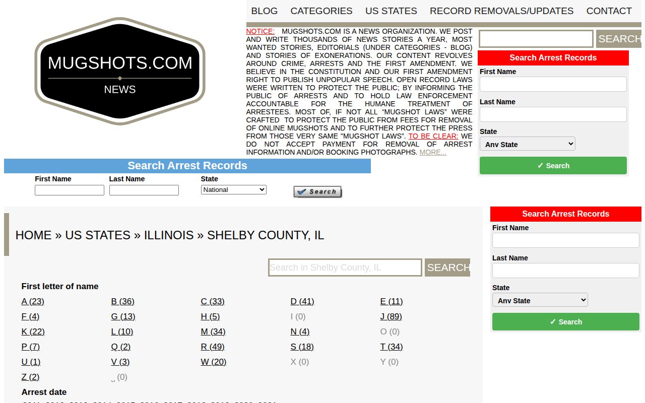 Mugshots.com Shelby County archival directory source